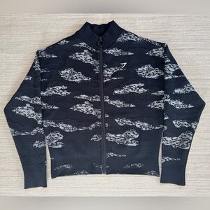 Gymshark Adapt Camo Seamless Track Jacket black grey long sleeve zip up women XS